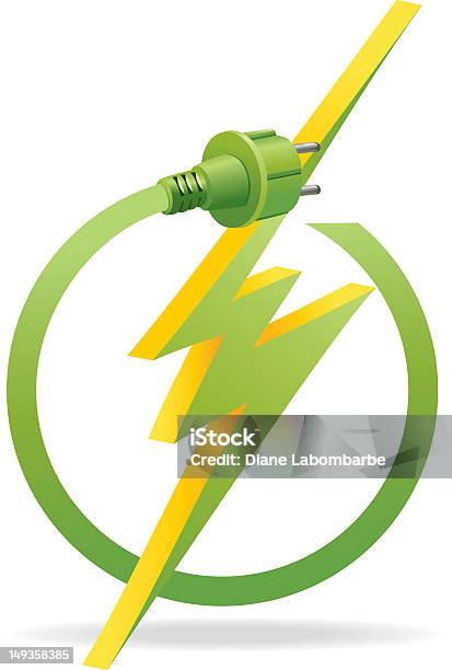 Zielona Energia Europie Ikona Z Wtyczki Zygzakowate Lightning - Stockowe grafiki wektorowe i więcej obrazów Bez ludzi