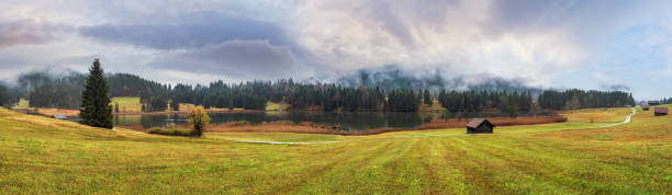 A view of the landscape from the height of the hill. Mountain landscape.