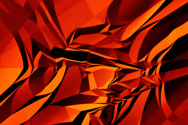Background of Geometric Shapes with Sharp Edges - High Contrast - 3D - Vivid Orange Color