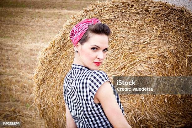 Beautiful Rockabilly Girl In The Field Stock Photo - Download Image Now - One Woman Only, Portrait, Rockabilly