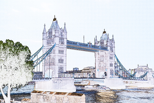 Tower bridge in London over the river Thames