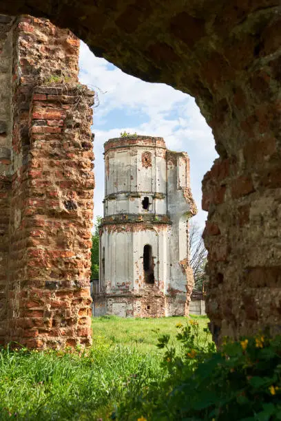 Old ancient ruins of the old Carthusian monastery 1648-1666 years in Bereza city, Brest region, Belarus.