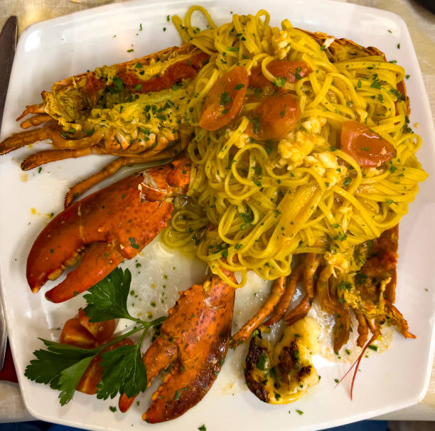 istock Lobster spaghetti, top view 1493607574