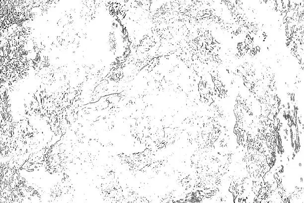 Vector illustration of Grunge overlay layer. Abstract black and white vector background. Monochrome stylish vintage surface with a messy pattern in cracks, spots, dots.