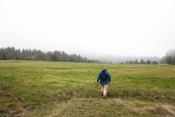 The traveler man walking in mountain
