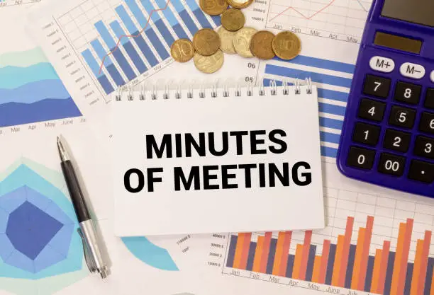 Meeting minutes - text label in the Registrar's folder. A document that records the event, fact, and consent of the meeting. Contains a verbatim record of speeches kept by the Secretary.