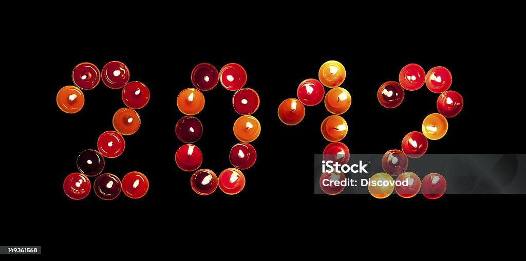 2012 in candele colorate - Foto stock royalty-free di Arancione