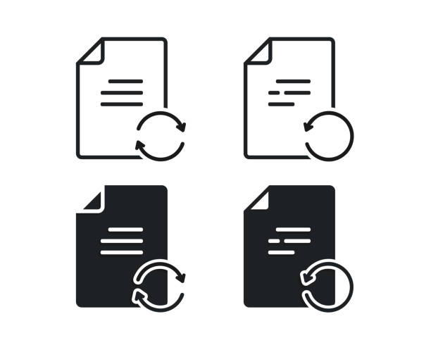 ilustrações de stock, clip art, desenhos animados e ícones de document file reset icon. illustration vector - symbol refreshment turning reload