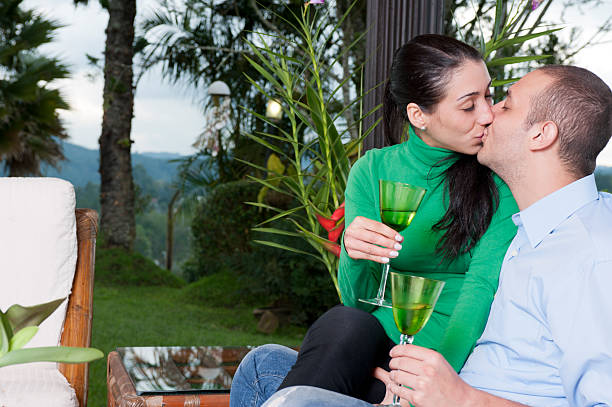 Young Couple kissing stock photo