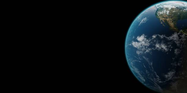 istock Beautiful earth planet on black background 3d render. Concept of climate change, dark night, cities lights, sunrise. World planet satellite, Stars, nebula and galaxy. Sunrise from outer space 1493618813