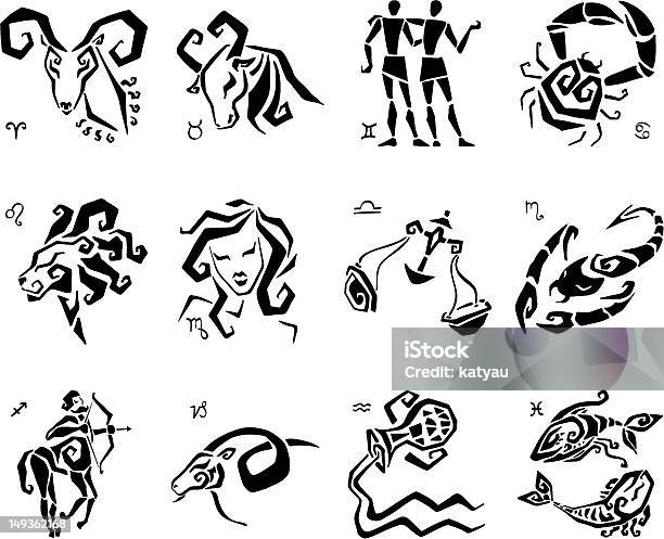 별자리 운세 별자리 거수 징후 벡터 설정합니다 12에 대한 스톡 벡터 아트 및 기타 이미지 - 12, 개체 그룹, 게자리