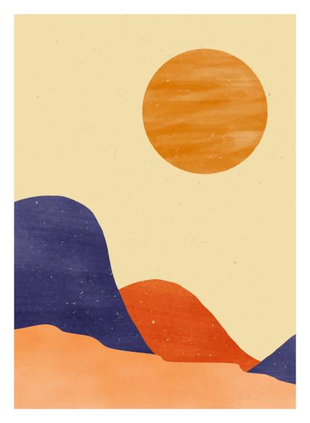istock Mid century modern minimalist art print. Abstract contemporary aesthetic backgrounds landscapes set with Sun, Moon, sea, forest, mountains. vector illustrations 1493635861