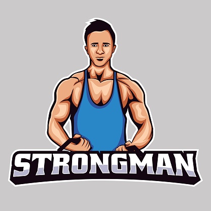 Muscular man esport logo mascot design