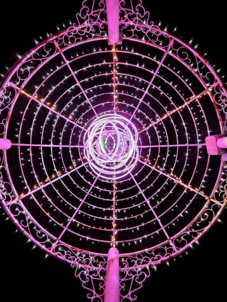 istock Beautiful view of pink ceiling lights at night 1493644683