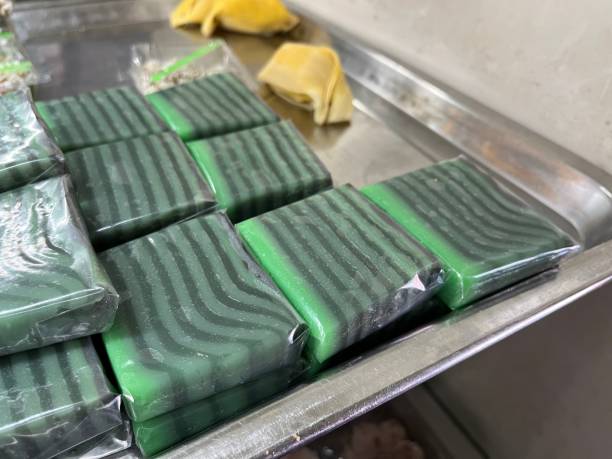 istock Sticky layer cake made from rice flour and pandan leaves 1493647633