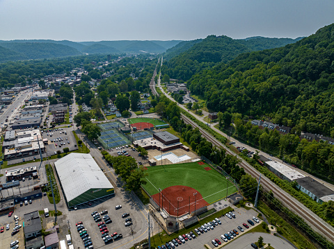 Aerial Photography of the University of Charleston and Capital Midwestern Little Leage Baseball Fields in Kanawha City in Charleston, WV by UA-Visions