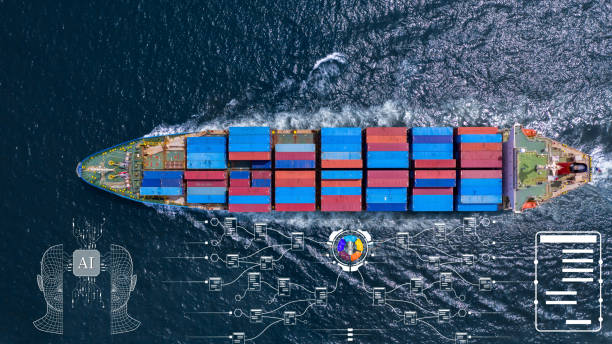 istock Artificial intelligence technology for futurist automatic global business freight container cargo shipping logistic  transportation, AI technology for business logistic and transportation concept. 1493655261