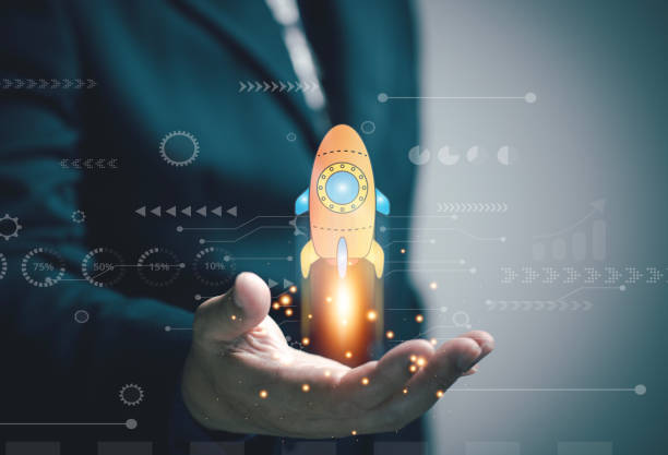 istock Startup business concept. rocket is launching flying for growth business. startup in many field like IT innovation technology, food, delivery, travel, medical, e-commerce, education. 1493663740