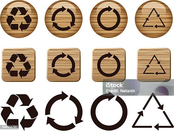 Recycler Icônes De Vecteurs libres de droits et plus d'images vectorielles de Cercle - Cercle, En bois, Ensemble d'icônes