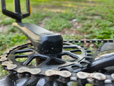 Close-Up Of Bicycle Chain And Crank