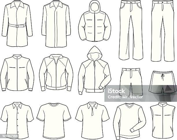 Homem Casual E Roupa Desportiva Ilustração Vetorial - Arte vetorial de stock e mais imagens de Colete