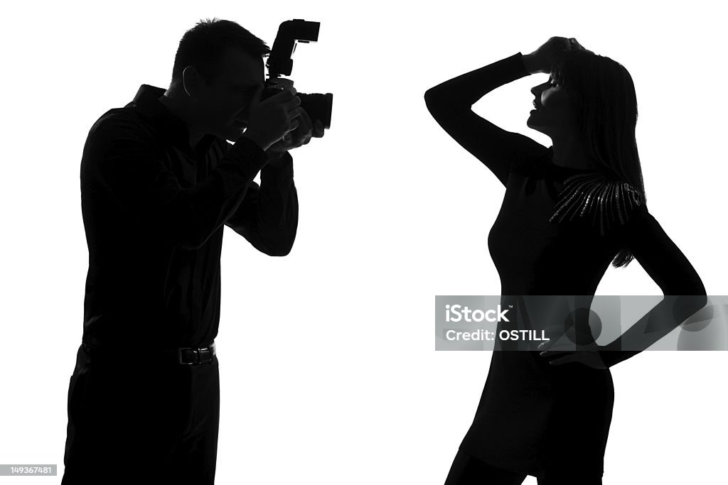 Ein paar Mann Fotograf und model Frau - Lizenzfrei Kontur Stock-Foto