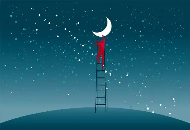 Vector illustration of Picking the moon