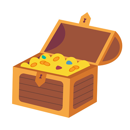 Treasure chest isolated on white background. Vector illustration