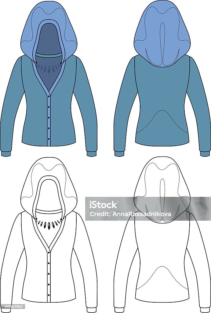 Silhouette illustration d'un modèle vierge veste à capuche pour femme - clipart vectoriel de Blazer libre de droits