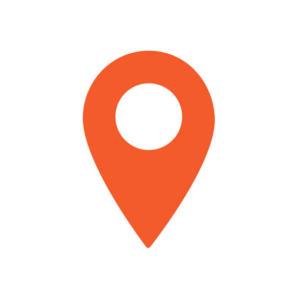 оранжевый значок местоположения на карте - positioning stock illustrations