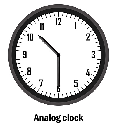 Analog clock time. 10-30. with white background. vector