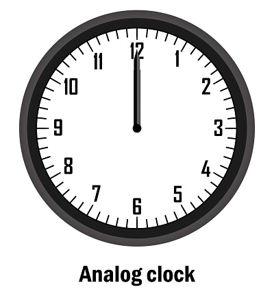 1200 Time Analog Clock Time 1200 With White Background Vector Stock Illustration ...