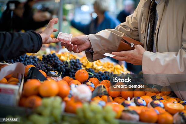 Vendor Accepts Payment At A Street Market Stock Photo - Download Image Now - Food, Market - Retail Space, Paris - France