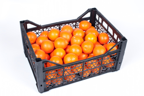 Minneola tangerine in plastic crate