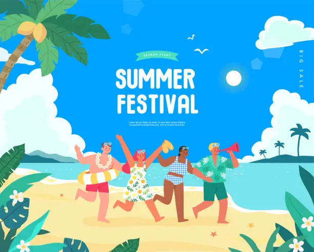 Vector illustration of summer holidays vacation