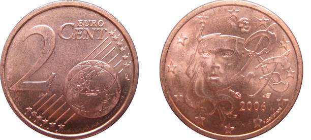 istock France Two Euro Cent Standard circulation coin Copper plated steel 1493692359
