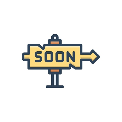 Icon for soon, shortly, message, promotion, notification, coming, presently, instantly, quickly, rapidly, shortly
