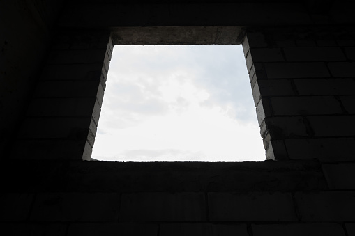 Unfinished commercial building windows