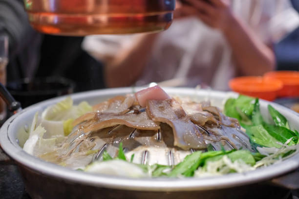 Thai Style Pork Belly Barbecue with vegetable soup