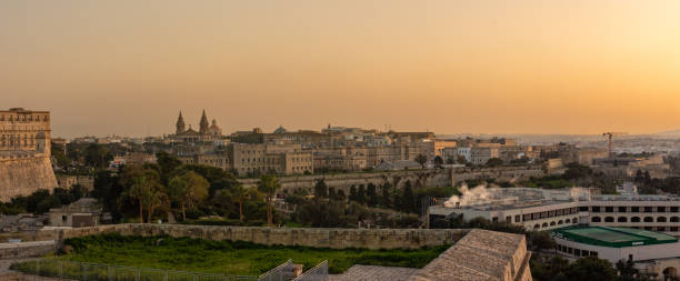 istock Valletta, Malta at sunset - panoramic view from Hastings Garden 1493697235