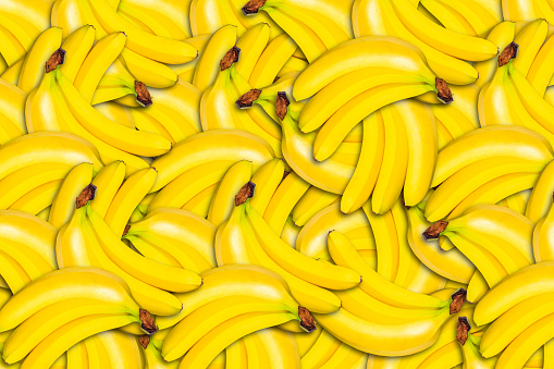 Lot ripe bananas. Close-Up. Fruit background. Vegetables fruits Food