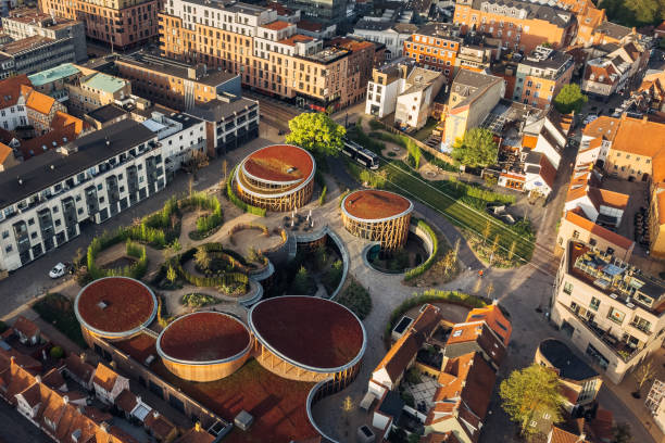 istock Aerial drone view of Odense city 1493697938