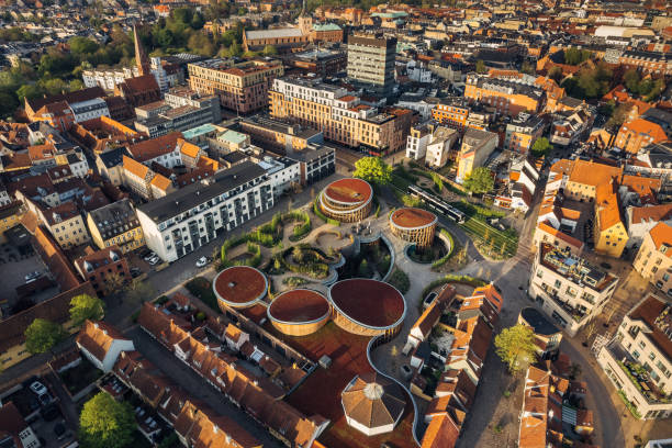 istock Aerial drone view of Odense city 1493697939