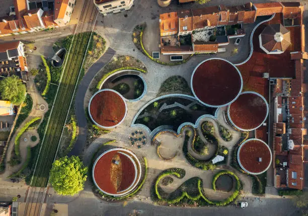 Photo of Aerial drone view of Odense city