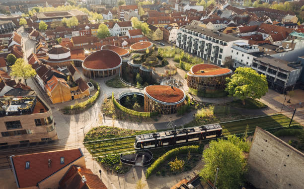 istock Aerial drone view of Odense city 1493697966