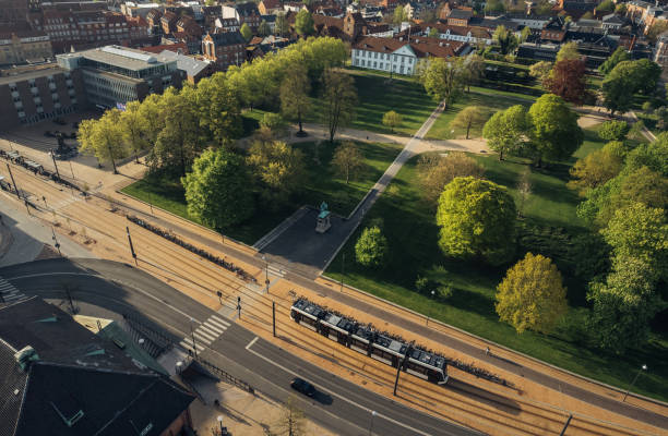 istock Aerial drone view of Odense city 1493697990