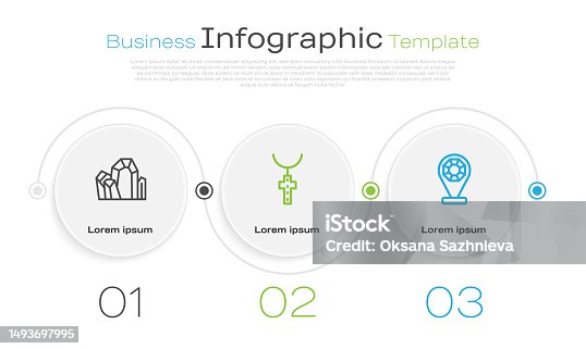 istock Set line Gem stone, Christian cross chain and Jewelry store. Business infographic template. Vector 1493697995