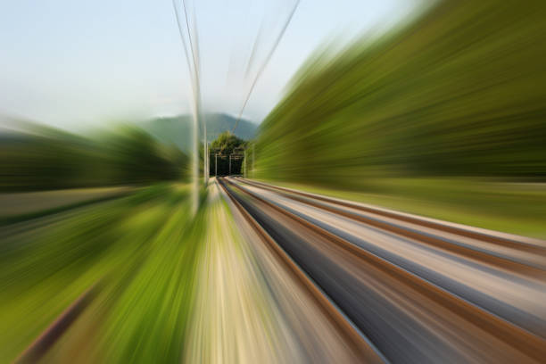 istock Motion blur driving at railroad tracks 1493700453
