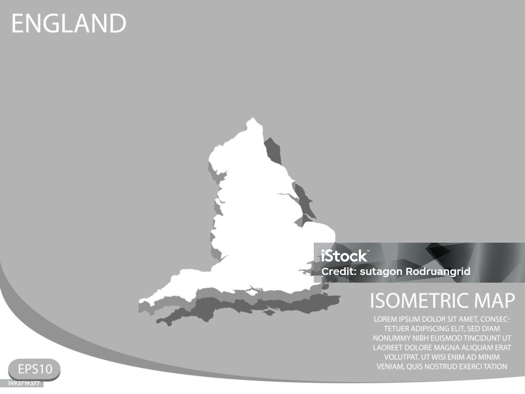 Gray Map England White Isometric Map Of England Elements Gray Background For Concept Map ...