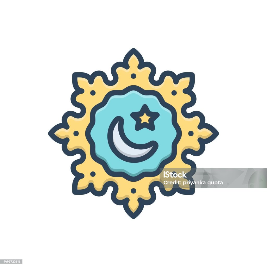 Muslic Moon Icon Islam Muslim Stock Illustration - Download Image Now - Half Moon, Icon ...